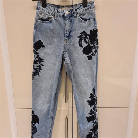 Floral Embroidered Mom Jeans Vintage Look Depop