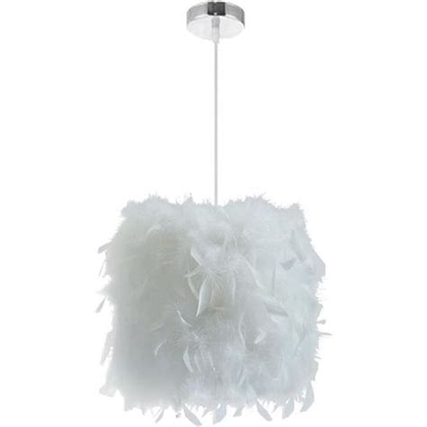 Lustre Suspension En Plumes Blanc E27 Plafonnier Luminaires Abat Jour