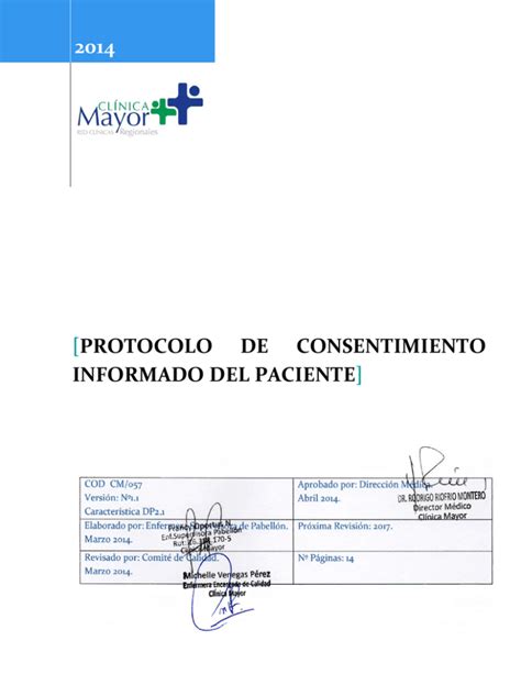 Protocolo De Consentimiento Informado Pacientes