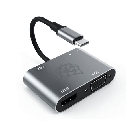 HUB Docking Station Tipo C 5 Em 1 Para USB HDMI VGA Jack 3 5mm E