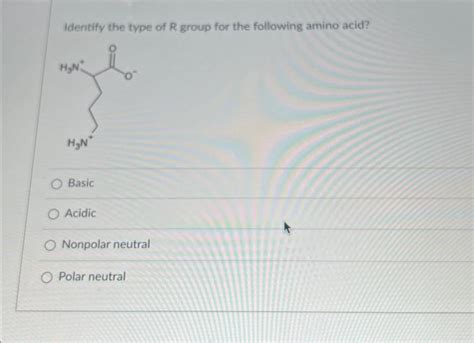 Solved Identify the type of R group for the following amino | Chegg.com