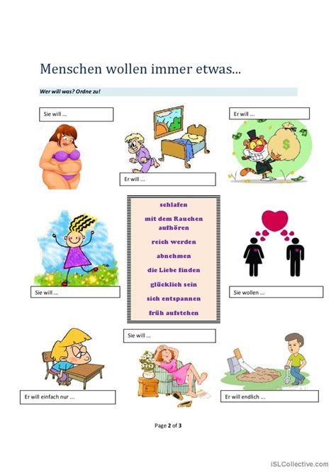 Was willst du Über Wünsche und Ziel English ESL worksheets pdf doc