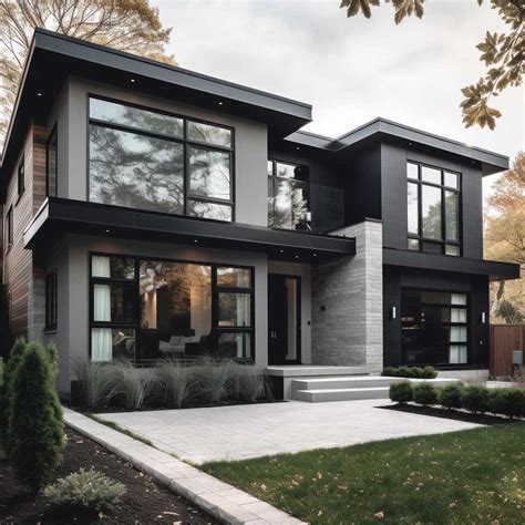 Grey House With Black Trim Inspirations For A Striking Facade