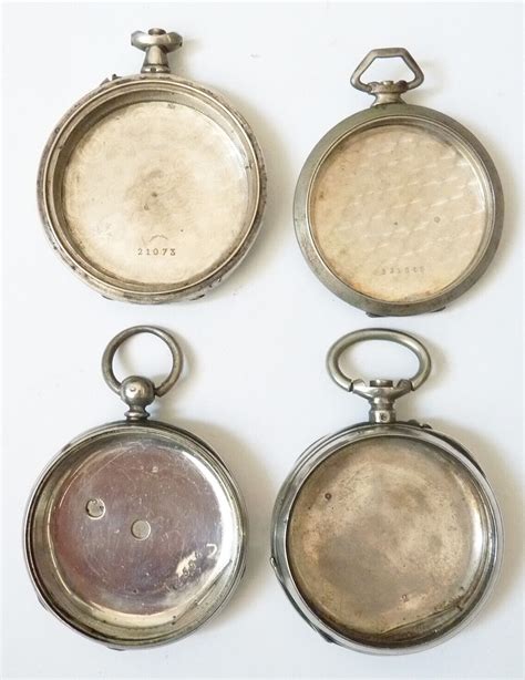 4 boitiers de montre à gousset de poche en argent massif 19e siècle eBay