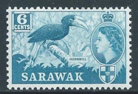 Sarawak 200 NH 6c Queen Elizabeth Defin Hornbill Bird Asia