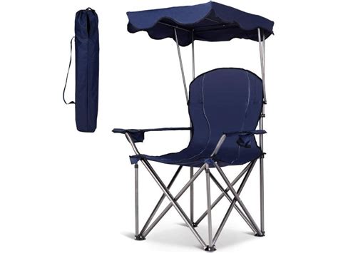 Giantex Chaise De Camping Avec Parasol Chaise De Plage Pliante Avec