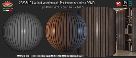 Walnut Wooden Slats Pbr Texture Seamless 22236