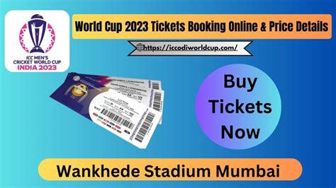 Wankhede Stadium Tickets Price How To Book Tickets ICC ODI WorldCup