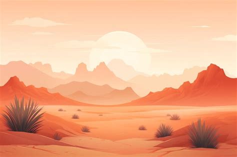 Paisagem Do Deserto Ao P R Do Sol Ilustra O Art Stica De Uma Paisagem