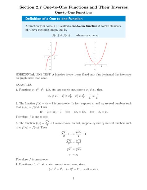 Section 2 7 One To One Functions And Their Inverses