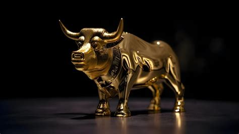 Premium Photo | A gold bull statue is on a black background