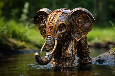 Premium Photo A Baby Elephant Steampunk Illustration