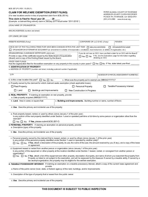 Fillable Online Riverside County BOE 267 A Cal Assessor E Forms Fax