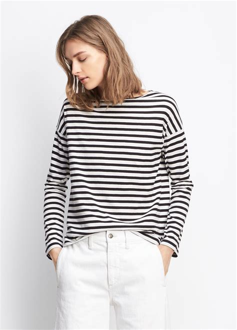 Striped Long Sleeve Boat Neck Tee For Women Vince Womens Tees