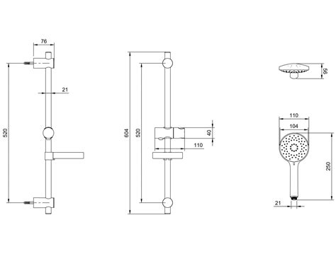 Villeroy And Boch Universal Chrome Slide Rail Kit With 3 Spray Patterns