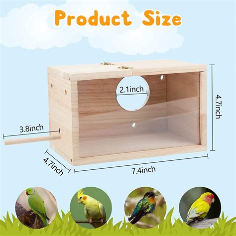 Rypet Parakeet Nesting Box with Perch - Transparent Design for