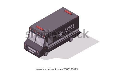 Police Swat Truck Side 3d Isometric Stock Vector (Royalty Free ...