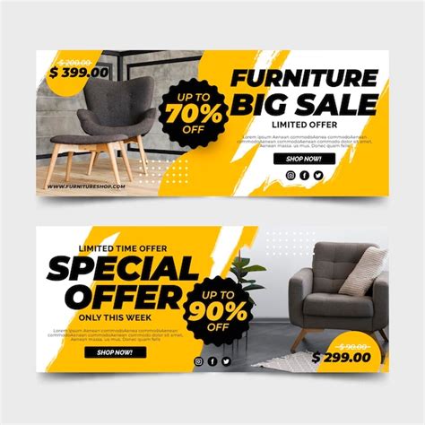 Premium Vector Furniture Big Sale Banners