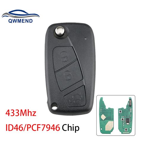 QWMEND Llave De Coche Remota De 3 Botones Para Fiat 433Mhz Chip ID46