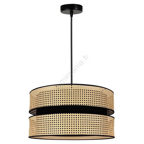 Duolla Suspension Filaire Duo Xe W V Rotin Noir Lumimania