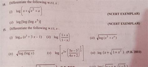 NCERT EXEMPLAR 15 Differentiate The Following W R T X Filo