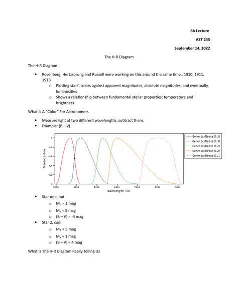 8b The Hertzsprung Russell Diagram 8b Lecture Ast 235 September 14