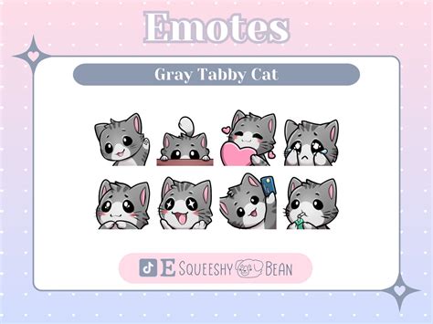 Gray Tabby Cat Twitch Emotes Digital Download Cute Emotes Cat Emotes Kitten Domestic Short Hair