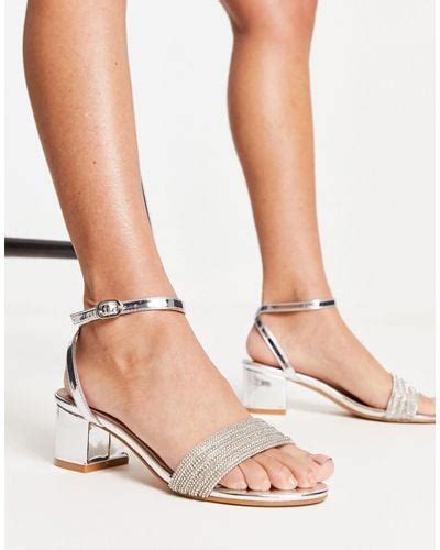 Glamorous Metallic Cross Strap Block Heel Sandals For Women Up To