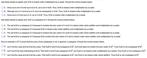 Solved Let H And K Be Subspaces Of A Vector Space V The Chegg