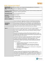 Wk 04 Assignment Brief For Aim A Docx BTEC Assignment Brief