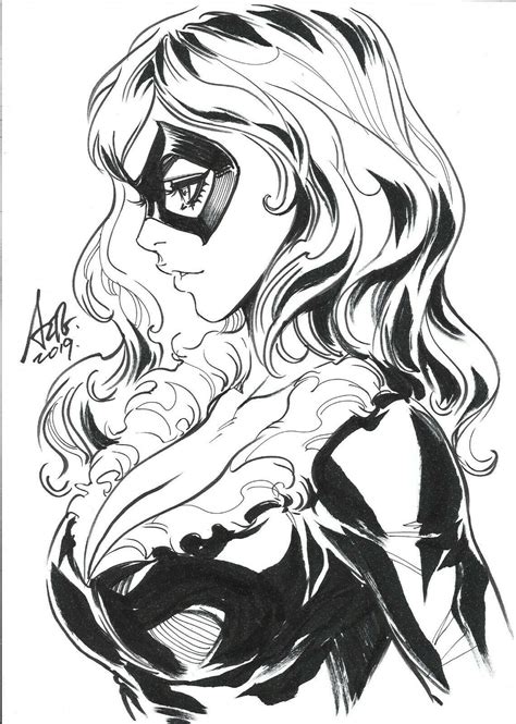 Stanley Artgerm Lau Commission Original Art Sketch Drawing Black Cat Black Cat Marvel Black