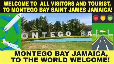 Montego Bay Saint James Parish Jamaica Airport Welcome Sign At The