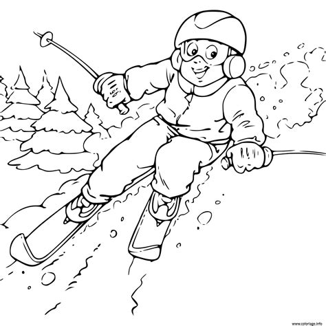 Coloriage Enfant Qui Fait Du Ski Dessin Ski à Imprimer