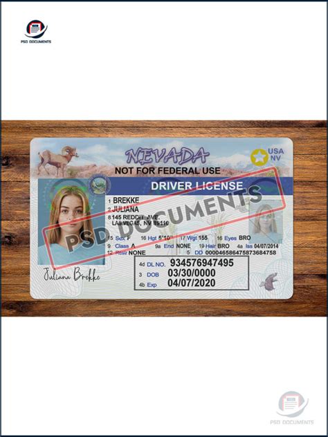 Nevada Driver License Psd Template V1 Psd Documents