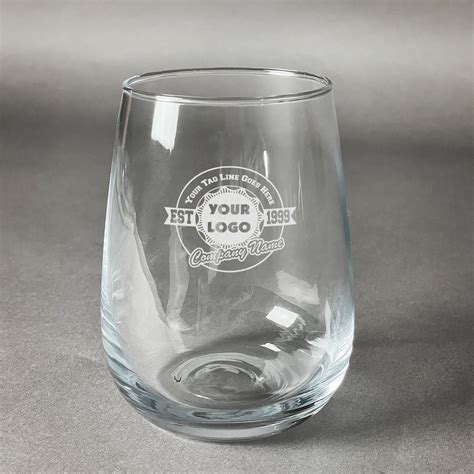 Custom Logo And Tag Line Stemless Wine Glass Laser Engraved Personalized Youcustomizeit