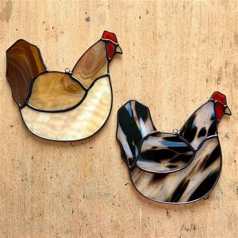 Digital Download Pattern Chicken Hen Stained Glass Pattern Beginner Etsy Stained Glass