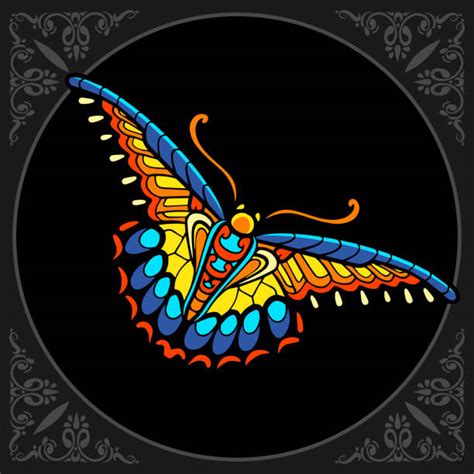 Butterfly Abstract Mandala Zentangle Illustrations Royalty Free Vector