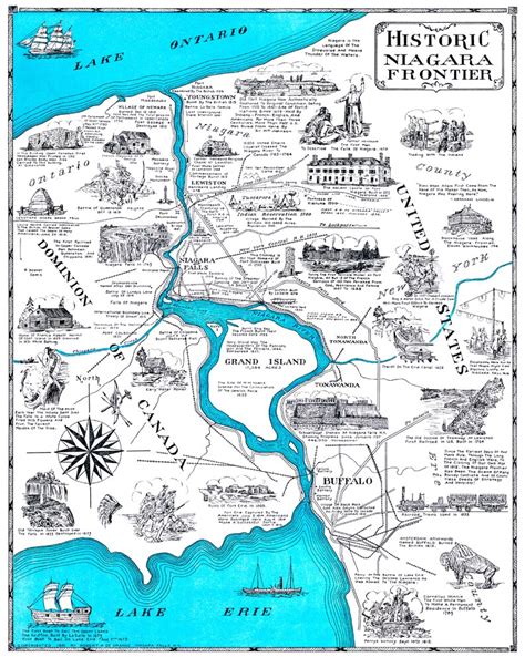 Map Of Niagara Falls And Buffalo New York Illustrated Map Antique