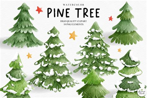 Christmas Pine Tree Clipart Christmas Graphic By Chonnieartwork