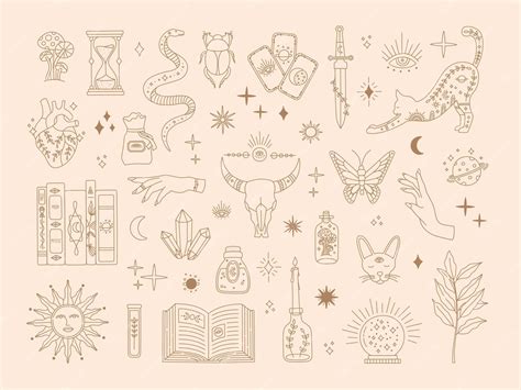 Premium Vector | Witchcraft sacred big set, mystic magical symbols for ...