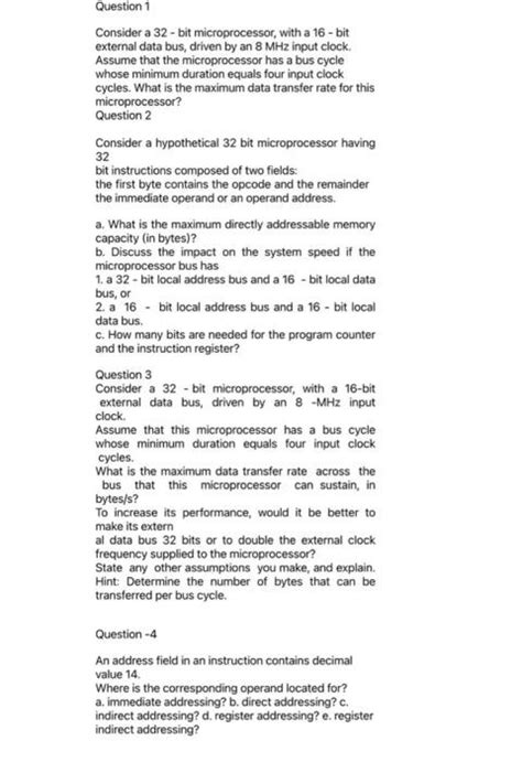 Solved Question 1 Consider A 32 Bit Microprocessor With A Chegg