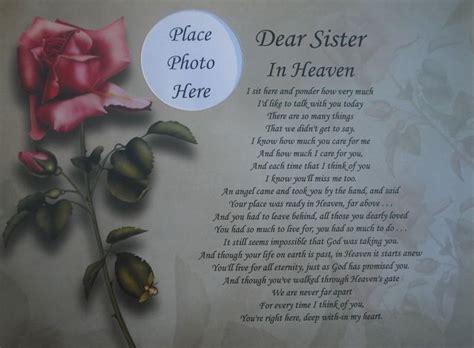 Missing My Sister In Heaven Dear Sister In Heaven Memorial Poem T