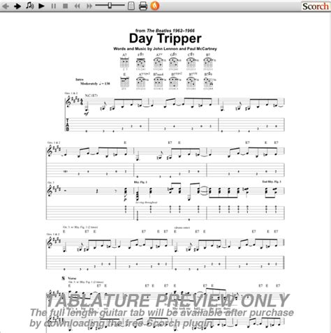 The Beatles Day Tripper Guitar Tab : Free Guitar Tab