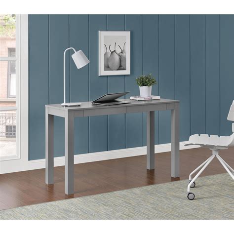 Ameriwood Home Large Parsons Computer Desk With 2 Drawers Gray