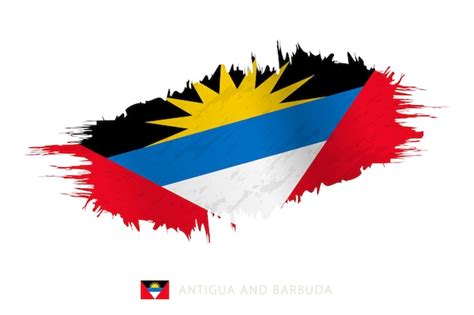 Bandera Pintada En Pincel De Antigua Y Barbuda Con Efecto De Agitaci N