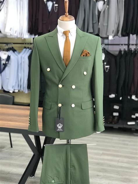 Buy Green Slim Fit Double Breasted Suit By GentWith Free Shipping