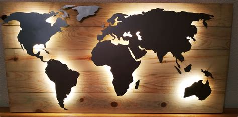 Led World Map Wood World Map Modern Home Decor Led Wall Art Mapa Mundo Led Led Map World Led Map