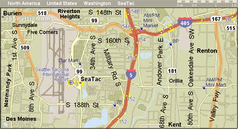 i-5 Sea Tac Airport Exit and Gas Stations Map