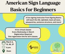 Virtual American Sign Language Classes - Ledyard Public Library