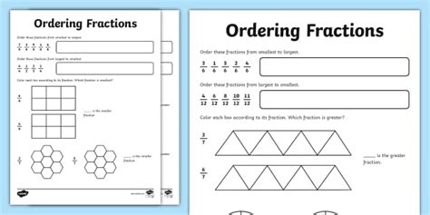 Ordering Fractions Activity For Rd Th Grade Twinkl